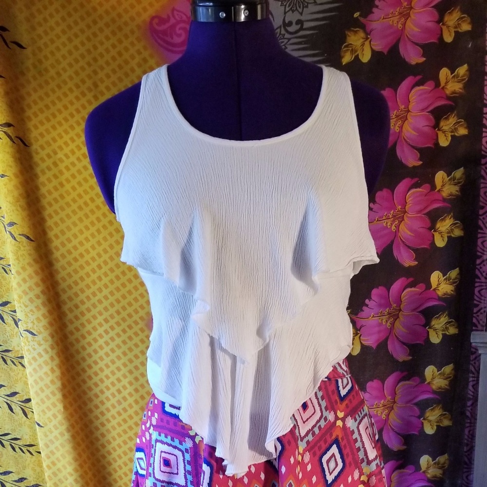 White, Flowy, Tank Crop Top